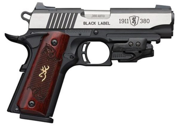 Browning 1911 Black Label Crimson Trace Laser 380 ACP, 3-Dot Visier, 4.25" Lauf